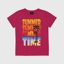 Футболка хлопковая детская SUMMER TIME, цвет: маджента