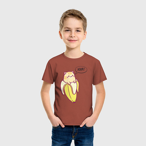 Детская футболка Кот в банане / Кирпичный – фото 3
