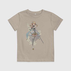 Футболка хлопковая детская Люмин с цветами, цвет: миндальный