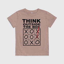 Футболка хлопковая детская THINK OUTSIDE THE BOX, цвет: пыльно-розовый
