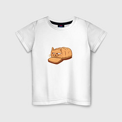 Футболка хлопковая детская Кот хлеб - Bread Cat, цвет: белый
