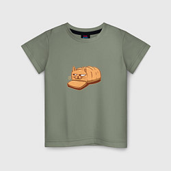 Футболка хлопковая детская Кот хлеб - Bread Cat, цвет: авокадо