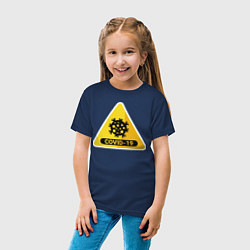 Футболка хлопковая детская Остановим коронавирус, цвет: тёмно-синий — фото 2