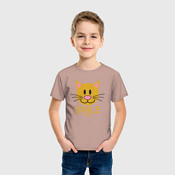 Футболка хлопковая детская Smile Cat, цвет: пыльно-розовый — фото 2