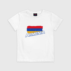 Футболка хлопковая детская Armenia Flag, цвет: белый