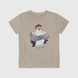 Футболка хлопковая детская Чайка Пират - Seagull Pirate, цвет: миндальный