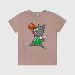 Футболка хлопковая детская Jordan Cat, цвет: пыльно-розовый