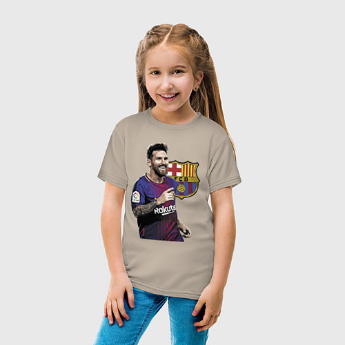 Детская футболка Lionel Messi Barcelona Argentina / Миндальный – фото 4