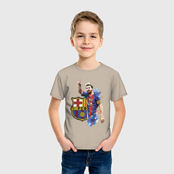 Футболка хлопковая детская Lionel Messi Barcelona Argentina!, цвет: миндальный — фото 2