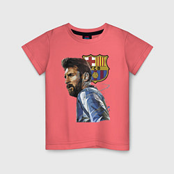 Футболка хлопковая детская Lionel Messi Barcelona Argentina Striker, цвет: коралловый