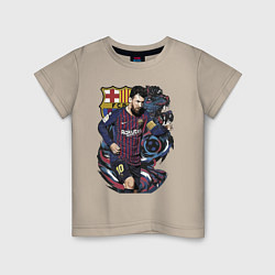 Футболка хлопковая детская Messi Barcelona Argentina Striker, цвет: миндальный