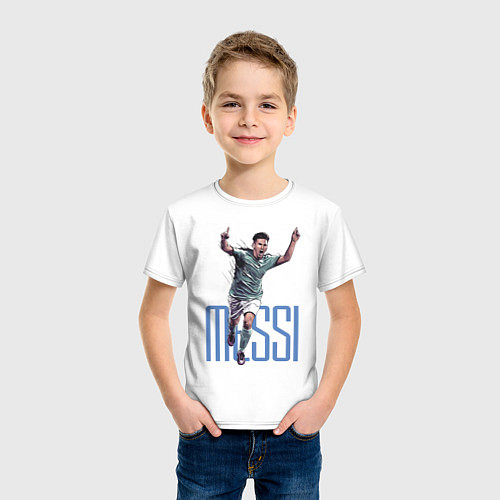 Детская футболка Lionel Messi Barcelona Argentina Striker! / Белый – фото 3