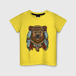 Футболка хлопковая детская Славянский медведь, цвет: желтый
