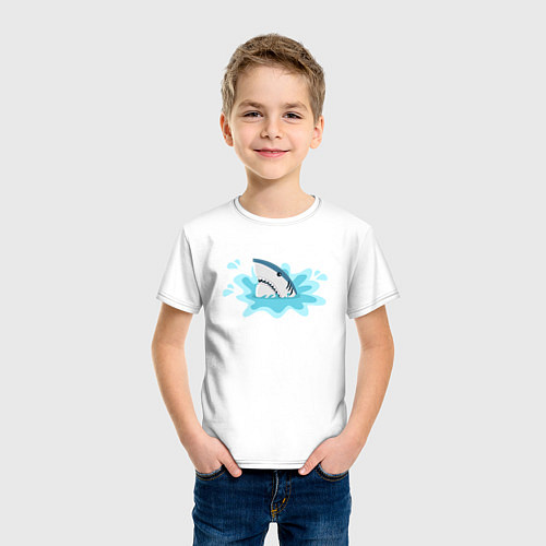 Детская футболка Акула в воде / Белый – фото 3