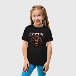 Футболка хлопковая детская Медведь Grizzly, цвет: черный — фото 2