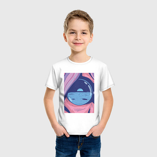 Детская футболка Пейзаж луны в отражении очков / Белый – фото 3