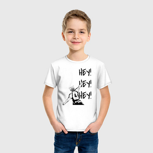 Детская футболка ХЕЙ! ХЕЙ! ХЕЙ! Юу Нишиноя Haikyu!! / Белый – фото 3