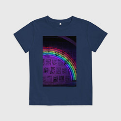 Футболка хлопковая детская Радуга, цвет: тёмно-синий