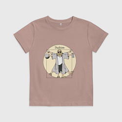 Футболка хлопковая детская DUDEISM Большой Лебовский, цвет: пыльно-розовый