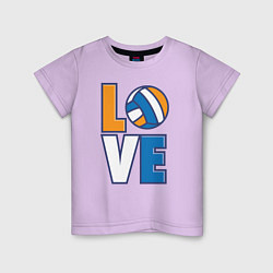 Футболка хлопковая детская Love Volleyball, цвет: лаванда