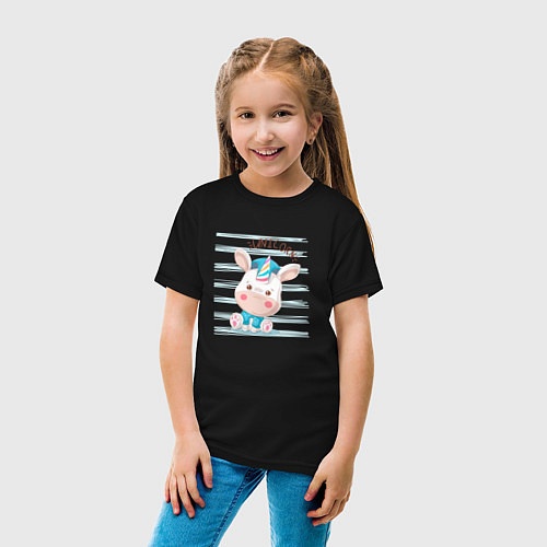 Детская футболка Радужный единорог Unicorn / Черный – фото 4