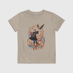 Футболка хлопковая детская Дилюк в деле, цвет: миндальный