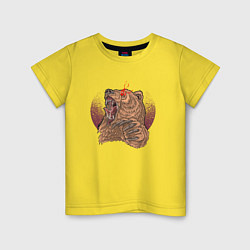 Футболка хлопковая детская Злой медведь, цвет: желтый