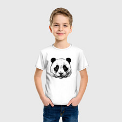 Футболка хлопковая детская Голова панды, цвет: белый — фото 2