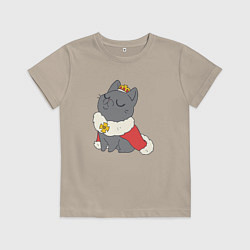 Футболка хлопковая детская Cat King, цвет: миндальный