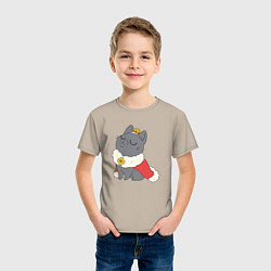 Футболка хлопковая детская Cat King, цвет: миндальный — фото 2