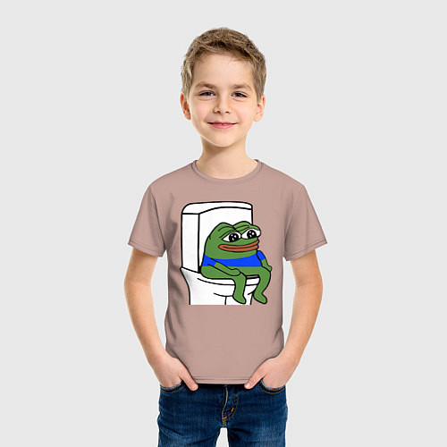 Детская футболка Лягушонок пепе / Пыльно-розовый – фото 3