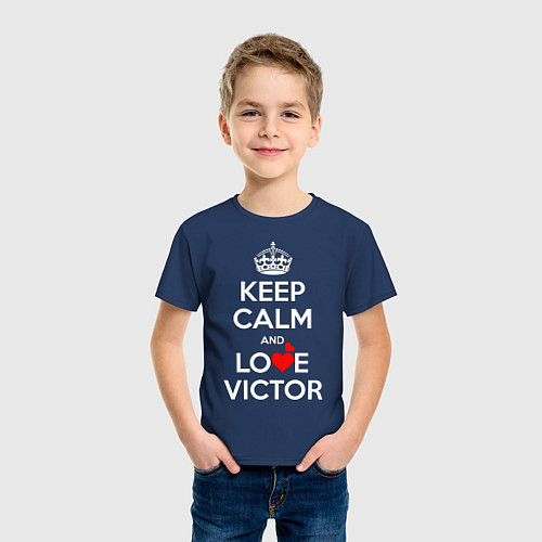 Детская футболка Будь спок и люби Виктора / Тёмно-синий – фото 3