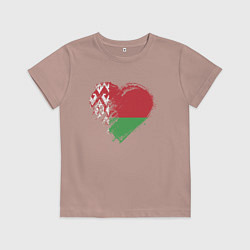 Футболка хлопковая детская Сердце Беларуси, цвет: пыльно-розовый