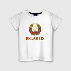 Футболка хлопковая детская Герб Belarus, цвет: белый