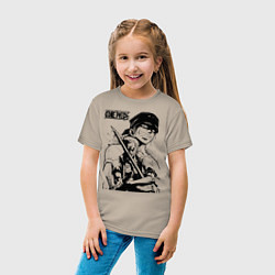 Футболка хлопковая детская Ророноа Зоро One Piece, цвет: миндальный — фото 2