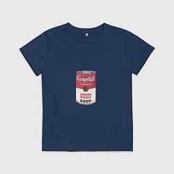 Футболка хлопковая детская Энди Уорхол - Банка супа, цвет: тёмно-синий