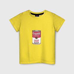 Футболка хлопковая детская Энди Уорхол - Банка супа, цвет: желтый