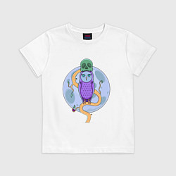 Футболка хлопковая детская Colorful Owl, цвет: белый