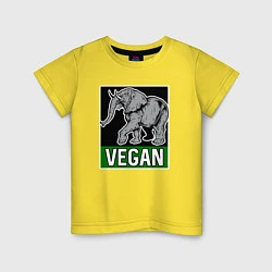 Футболка хлопковая детская Vegan elephant, цвет: желтый