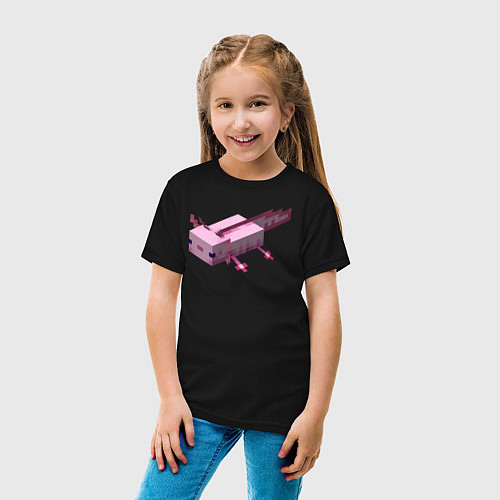 Детская футболка Аксолотль Axolotl / Черный – фото 4