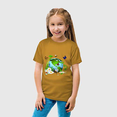 Детская футболка Чистая планета / Горчичный – фото 4