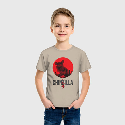 Детская футболка Chinzilla black / Миндальный – фото 3