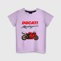 Футболка хлопковая детская DUCATI ДУКАТИ MOTOSPORT, цвет: лаванда