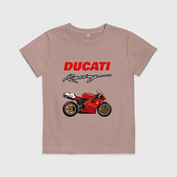 Футболка хлопковая детская DUCATI ДУКАТИ MOTOSPORT, цвет: пыльно-розовый
