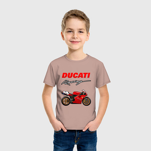 Детская футболка DUCATI ДУКАТИ MOTOSPORT / Пыльно-розовый – фото 3