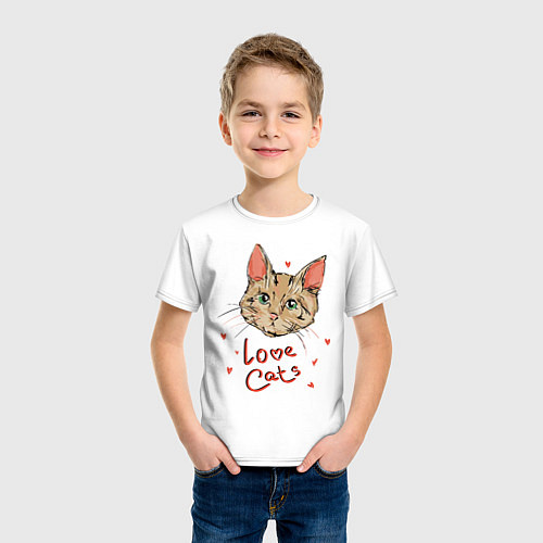 Детская футболка Люблю котиков / Белый – фото 3