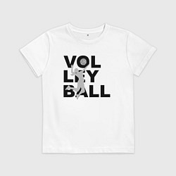 Футболка хлопковая детская Volleyball, цвет: белый