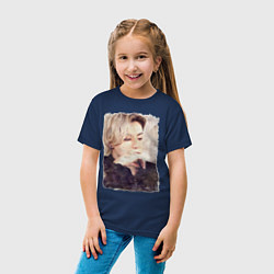 Футболка хлопковая детская Задумчивый Чонгук, цвет: тёмно-синий — фото 2