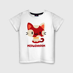 Футболка хлопковая детская Meowshroom, цвет: белый