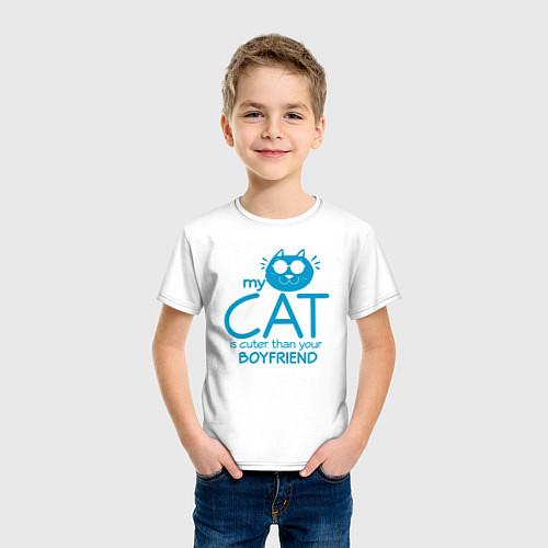 Детская футболка Мой кот красивее твоего парня / Белый – фото 3